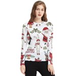 Christmas Characters Pattern, Xmas Backgrounds Women s Long Sleeve Rash Guard