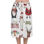 Christmas Characters Pattern, Xmas Backgrounds Velvet Flared Midi Skirt