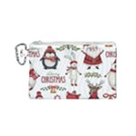 Christmas Characters Pattern, Xmas Backgrounds Canvas Cosmetic Bag (Small)