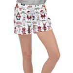 Christmas Characters Pattern, Xmas Backgrounds Women s Velour Lounge Shorts