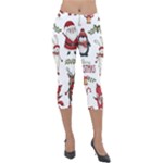 Christmas Characters Pattern, Xmas Backgrounds Lightweight Velour Capri Leggings 