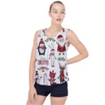 Christmas Characters Pattern, Xmas Backgrounds Bubble Hem Chiffon Tank Top