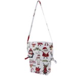 Christmas Characters Pattern, Xmas Backgrounds Folding Shoulder Bag