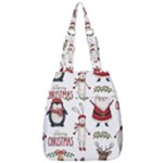 Christmas Characters Pattern, Xmas Backgrounds Center Zip Backpack