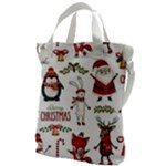 Christmas Characters Pattern, Xmas Backgrounds Canvas Messenger Bag