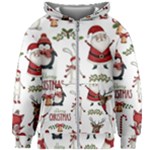 Christmas Characters Pattern, Xmas Backgrounds Kids  Zipper Hoodie Without Drawstring