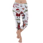 Christmas Characters Pattern, Xmas Backgrounds Lightweight Velour Capri Yoga Leggings