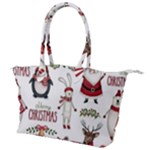 Christmas Characters Pattern, Xmas Backgrounds Canvas Shoulder Bag