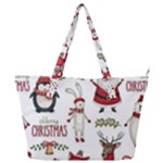 Christmas Characters Pattern, Xmas Backgrounds Full Print Shoulder Bag