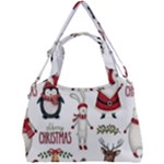 Christmas Characters Pattern, Xmas Backgrounds Double Compartment Shoulder Bag