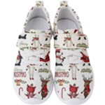 Christmas Characters Pattern, Xmas Backgrounds Men s Velcro Strap Shoes