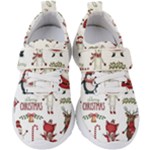 Christmas Characters Pattern, Xmas Backgrounds Kids  Velcro Strap Shoes