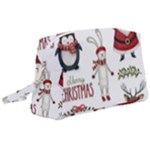 Christmas Characters Pattern, Xmas Backgrounds Wristlet Pouch Bag (Large)