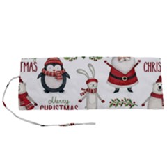 Christmas Characters Pattern, Xmas Backgrounds Roll Up Canvas Pencil Holder (S) from ArtsNow.com