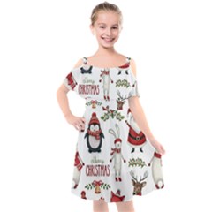 Kids  Cut Out Shoulders Chiffon Dress 