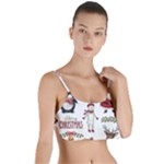 Christmas Characters Pattern, Xmas Backgrounds Layered Top Bikini Top 