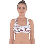 Christmas Characters Pattern, Xmas Backgrounds Cross Back Hipster Bikini Top 