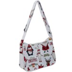 Christmas Characters Pattern, Xmas Backgrounds Zip Up Shoulder Bag