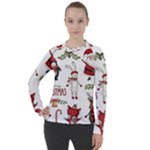 Christmas Characters Pattern, Xmas Backgrounds Women s Pique Long Sleeve T-Shirt