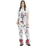 Christmas Characters Pattern, Xmas Backgrounds Women s Front Zip Ski And Snowboard Bib Pants