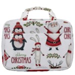 Christmas Characters Pattern, Xmas Backgrounds Travel Toiletry Bag With Hanging Hook