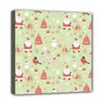 Christmas Pattern, Christmas Tree, Santa Mini Canvas 8  x 8  (Stretched)