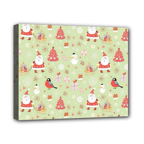 Christmas Pattern, Christmas Tree, Santa Canvas 10  x 8  (Stretched) from ArtsNow.com