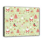 Christmas Pattern, Christmas Tree, Santa Canvas 14  x 11  (Stretched)