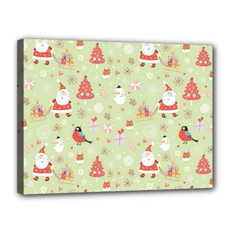 Christmas Pattern, Christmas Tree, Santa Canvas 16  x 12  (Stretched) from ArtsNow.com