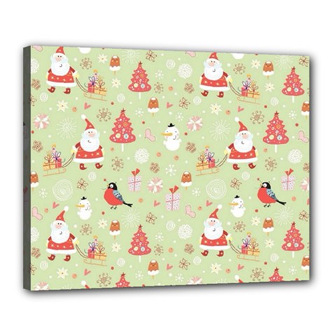 Christmas Pattern, Christmas Tree, Santa Canvas 20  x 16  (Stretched) from ArtsNow.com