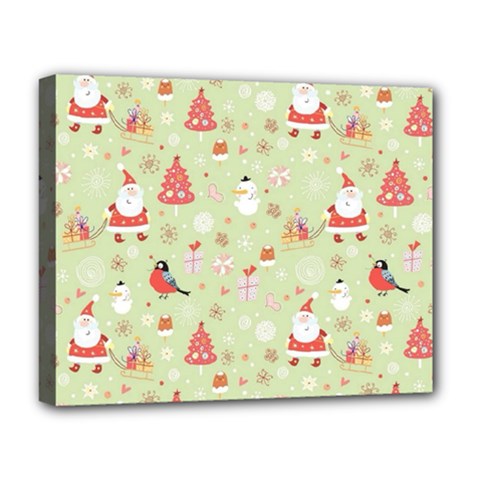 Christmas Pattern, Christmas Tree, Santa Deluxe Canvas 20  x 16  (Stretched) from ArtsNow.com