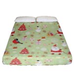 Christmas Pattern, Christmas Tree, Santa Fitted Sheet (Queen Size)