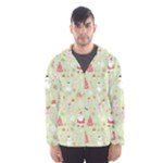 Christmas Pattern, Christmas Tree, Santa Men s Hooded Windbreaker