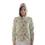 Christmas Pattern, Christmas Tree, Santa Women s Hooded Windbreaker