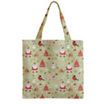 Christmas Pattern, Christmas Tree, Santa Zipper Grocery Tote Bag