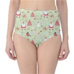 Christmas Pattern, Christmas Tree, Santa Classic High-Waist Bikini Bottoms