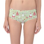 Christmas Pattern, Christmas Tree, Santa Mid-Waist Bikini Bottoms