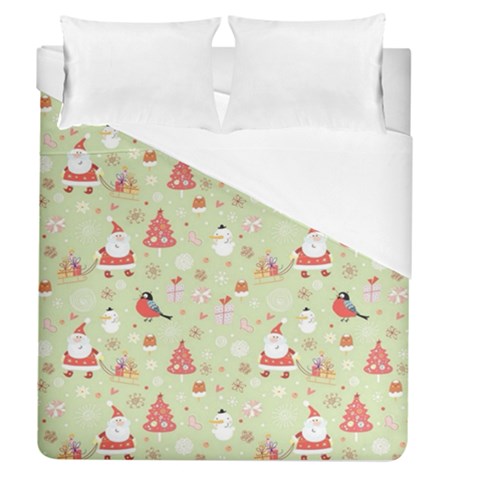 Christmas Pattern, Christmas Tree, Santa Duvet Cover (Queen Size) from ArtsNow.com