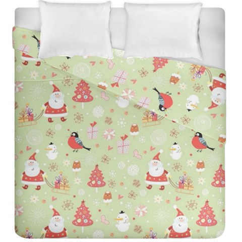 Christmas Pattern, Christmas Tree, Santa Duvet Cover Double Side (King Size) from ArtsNow.com