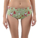 Christmas Pattern, Christmas Tree, Santa Reversible Mid-Waist Bikini Bottoms