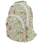 Christmas Pattern, Christmas Tree, Santa Rounded Multi Pocket Backpack