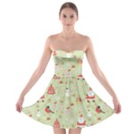 Christmas Pattern, Christmas Tree, Santa Strapless Bra Top Dress