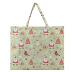 Christmas Pattern, Christmas Tree, Santa Zipper Large Tote Bag