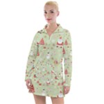 Christmas Pattern, Christmas Tree, Santa Women s Long Sleeve Casual Dress