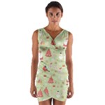 Christmas Pattern, Christmas Tree, Santa Wrap Front Bodycon Dress