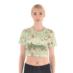 Christmas Pattern, Christmas Tree, Santa Cotton Crop Top from ArtsNow.com