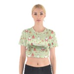 Christmas Pattern, Christmas Tree, Santa Cotton Crop Top