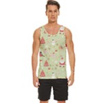 Christmas Pattern, Christmas Tree, Santa Men s Wide Collar Tank Top