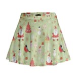 Christmas Pattern, Christmas Tree, Santa Mini Flare Skirt