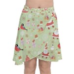 Christmas Pattern, Christmas Tree, Santa Chiffon Wrap Front Skirt